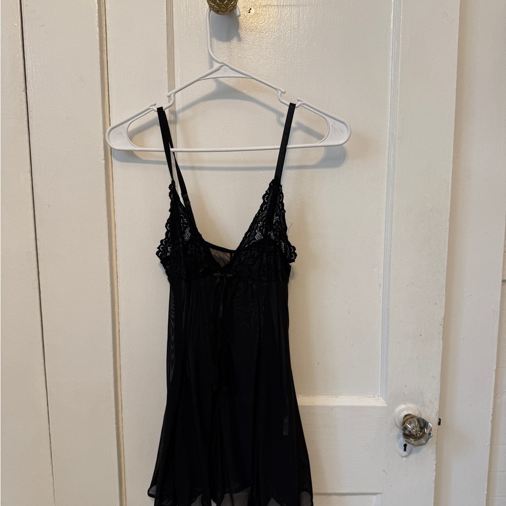 ROMWE Black Lingerie Trim one piece